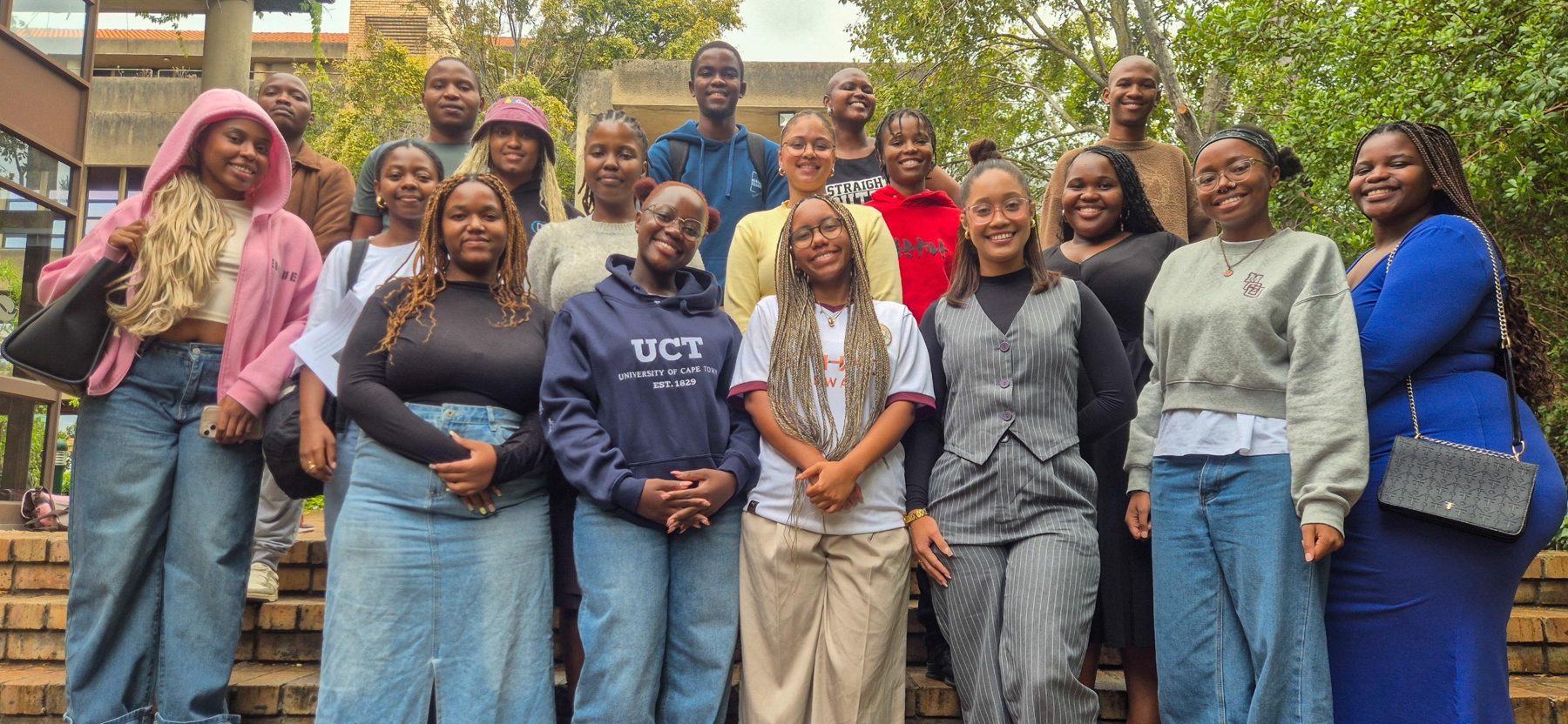 The UCT Phonathon team gathered on the steps of campus